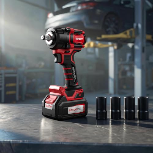 960N.m high Torque 1/2 Impact Wrench Set 2X 4.0Ah Battery | 20v Brushless cordless Electric Impact Driver 4 sleeve, outdoor Vehicle mounted Car tire Lug Nut removal tools