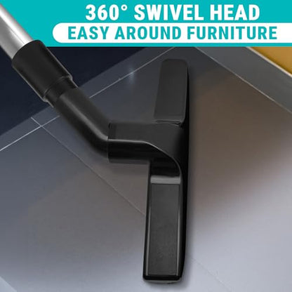 Universal Vacuum Attachments, Horsehair Brush, 1.25" Fit, 360 Swivel | Vacuum Brush Attachment, Soft Bristles, 3 Hose Adapters 1.25" to 1.37", Swivel Head; for Wood, Tile, and Smooth Surfaces
