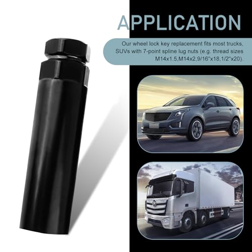 MLY 7 Spline Lug Nut Key, Lug Nut Socket, Wheel Lock Removal Tool for 19 mm(3/4 Inch) & 21 mm(13/16 Inch), Hex Socket Wrench Replacement for Wheel LugNut Drive Lock (Black) - size: 7 Spline
