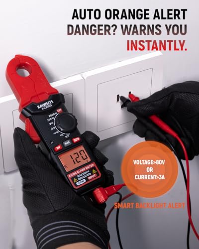 KAIWEETS Digital Clamp Meter with Round Jaw, Automotive Multimeter, NCV, 2000 Counts, Amp Voltmeter, Accuratly Measure AC/DC Current & Volatge, Resistance, Diode, Capacitance, Continuity, Frequency - color: Red
