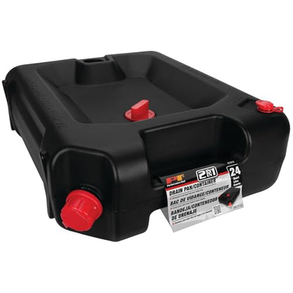 Performance Tool W4078 24-Quart Oil Drain Container, Deep Drain Well, Integrated Handle, Sealing Rubber Gaskets, Black - style: 24 Quart Drain Pan