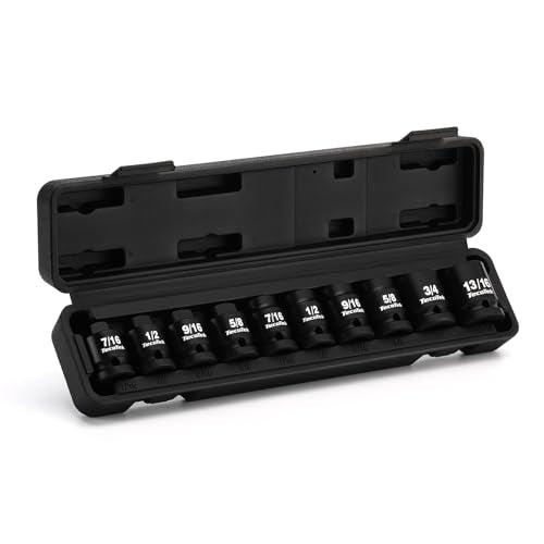 TecoTek 1/2" Drive Pipe Plug Socket Set, Square Drive Socket, 10-Piece, SAE, 4 Point Sockets, CR-MO, Tapered Male Square 7/16'' - 5/8'', Chamfered Female Square 7/16'' - 13/16''