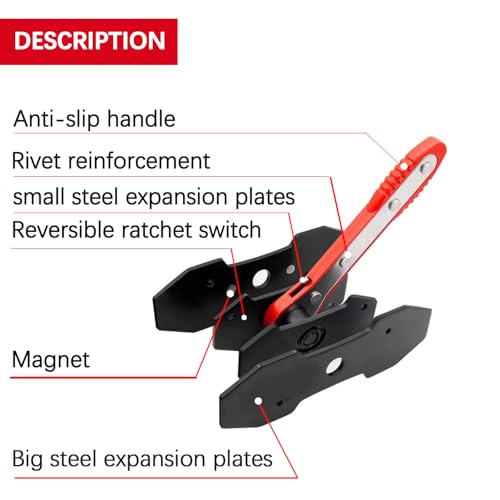 Ratchet Brake Caliper Adjustment Tool,Brake Caliper Press Caliper Piston Spreader Brake Tools,Brake Caliper Piston, Brake Caliper Press Ratchet with 2 Caliper Hooks 2 Steel Plates and Gloves (Red) - color: Red