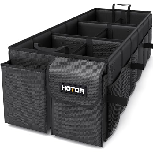 HOTOR Trunk Organizer - Car Organizer, Foldable Trunk organizer for SUVs & Sedans, Sturdy Car Organization for Car Accessories, Tools, Sundries, Black, 6 Compartments, 34.8"×16.0"×11.6" - color: Black, size: XX-Large(6 Compartments)