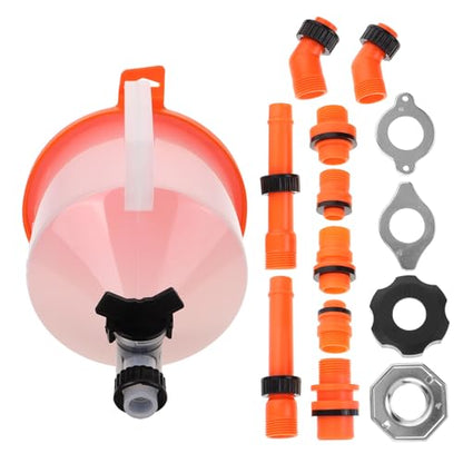 15pcs Spill Proof Radiator Funnel Kit with Valve, Orange Coolant Filling Set for Auto Cooling System, Leak Detection and Radiator Flush Tool