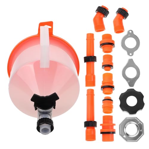 15pcs Spill Proof Radiator Funnel Kit with Valve, Orange Coolant Filling Set for Auto Cooling System, Leak Detection and Radiator Flush Tool