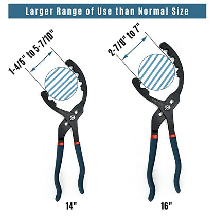 Oil Filter Wrench Set, 12" & 16" 2pcs Adjustable Pliers, Removal Tool, Universal, No Slipping - size: 12"+16"