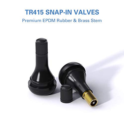CKAuto TR415 Tubeless Rubber Snap-in Tire Valve Stems, Black, 50 Pcs/Bag | EPDM Rubber, for Standard .453" 11.5 mm Rim Holes, Compatible with Most Cars, SUVs, Light Trucks, and Trailers - size: TR415