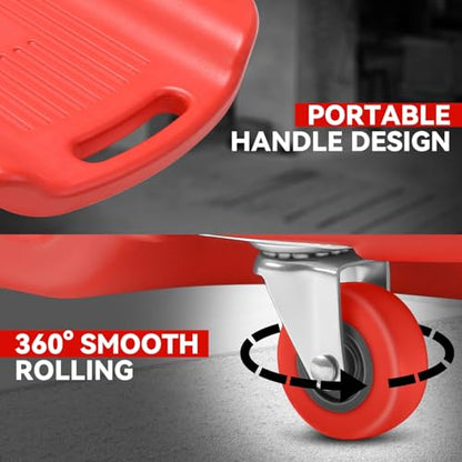 Auto Dynasty Universal 38" L X 20" W Red Lightweight Rolling Mechanic Creeper Seat Repair Tool for Car Vehicle Home Warehouse - color: Red