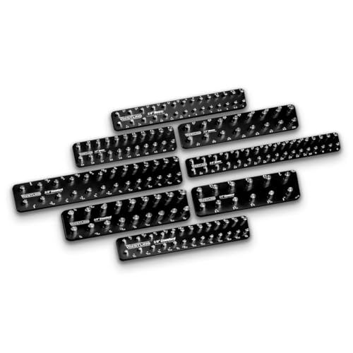Westling USA Premium Aluminum Starter 8 Piece Socket Tray/Organizer Set, Holds 152 Standard and Metric Sockets (Black/Black, 2 Row) - color: Black/Black, size: 2 Row