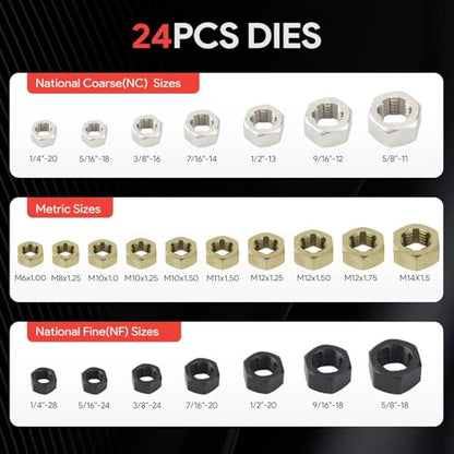 49PC Thread Chaser Set Metric & UNC UNF Thread Repair Kit, SAE Rethreading Tool Bolt Restorer File Nut Rethreader - size: 49PC Thread Chaser Set Metric UNC UNF