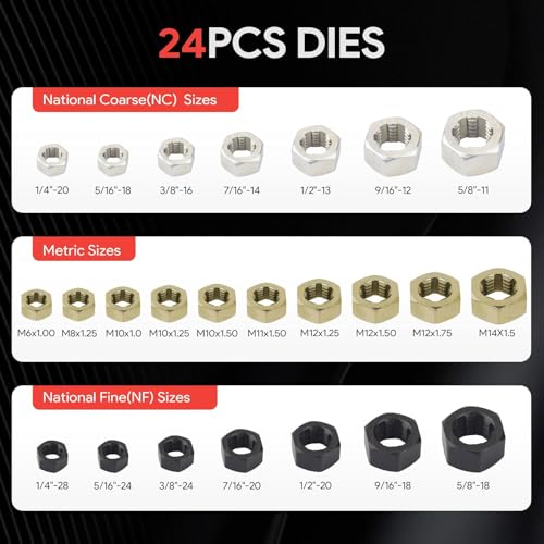 49PC Thread Chaser Set Metric & UNC UNF Thread Repair Kit, SAE Rethreading Tool Bolt Restorer File Nut Rethreader - size: 49PC Thread Chaser Set Metric UNC UNF