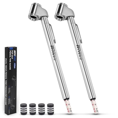 Pencil Tire Pressure Gauge 2 Pack, 10-120PSI Dual Head Air Gauge Tire Pressure Heavy Duty Tire Valve Gauge for Truck Car RV ATV Motorcycle