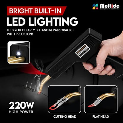 Upgraded 220W Plastic Welder Kit – Black Edition | 2-in-1 Hot Stapler & Plastic Welding Gun for Car Bumper Repair | Fix Cracked Plastic in Seconds | 1000 Staples, 100 Welding Rods | DIY Repair Tool - color: Black