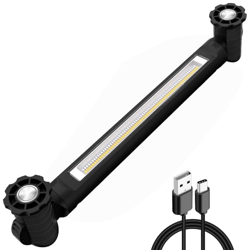 MEIHUA Rechargeable Magnetic Work Light, 3000LM Portable LED Underhood Light with Hook, IP65 Waterproof Mechanic Garage Light for Car Repair, Camping, Emergency - color: Black
