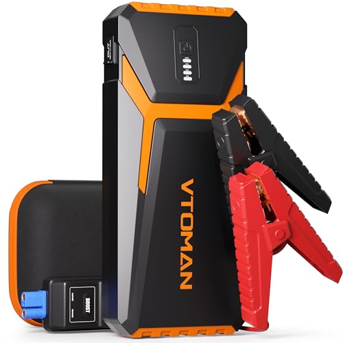 VTOMAN V10 Pro 4500A Jump Starter, Portable Car Starter (All Gas, 10.0L Diesel Engine) 12V Lithium Jump Box, Battery Booster Power Pack, Car Battery Charger Jumper with Type C Quick Charge, LED Lights - color: 4500A-Orange