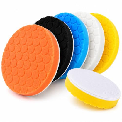 7 Inch Polishing Pads, 5PCS Foam Buffing Pads for DA Polisher | 5PCS Foam Polishing Pads for DA Polisher, Car Paint Correction, Scratch & Swirl Removal, Hook and Loop Backing
