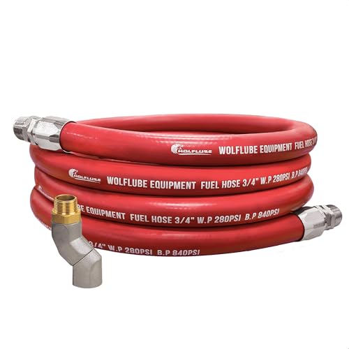 LUEQST 3/4" Fuel Transfer Hose with 360° Z Swivel - Solid Color Heavy Duty Hose for Gasoline, Diesel, Kerosene & E15/E85-260 PSI Working Pressure - Assembled in USA (RED, 20 ft) - color: Red, size: 20 ft