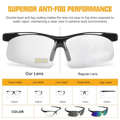 OXG 6 Pack Anti-Fog Safety Glasses, ANSI Z87+ Impact & Scratch Resistant Protective Eyewear for Work, Lab, Construction - color: Clear With Straps