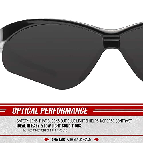 Glove Station Optic Max Anti-Fog Safety Glasses for Men & Women | Clear, Amber & Gray Lenses, Anti-Fog, Scratch-Resistant - ANSI Z87.1 Compliant - color: Gray, size: 1 Pair