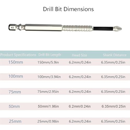 15 Pack Phillips Bits #2, High Magnetic Screwdriver Drill Bit Set - K5 Impact Resistant Non Slip Bit - S2 Alloy Steel - 1/4'' Hex Shank - 25 50 75 100 150mm - color: 15pcs