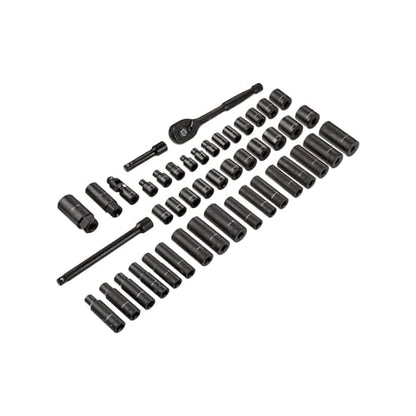 Amazon Basics 46-Piece 3/8-Inch Drive Socket Set with 6 & 12 Point Sockets, 72 Teeth Ratchet, SAE & Metric Sizes, Extension Bars, Universal Joint, Carrying Case - size: 13.1 x 9.7 x 3 inches