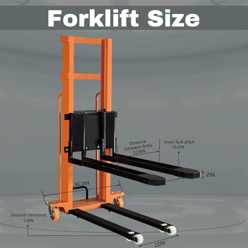Electric Pallet Stacker Electric Forklift Capable of Boarding Trucks Pallet Lift 1300lbs Capacity 63" Lifting Height Material Lift with Fixed Legs - color: 63" Lifting