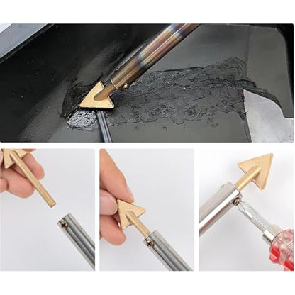 ZYAMY 4PCS Plastic Soldering Tip Triangle Smoothing Tip Soldering Iron Tip Copper Tip with Hole Soldering Rod Heating Smoothing Repair Tool For Fuel Tank Car Bumper Dashboard Kayak Repair