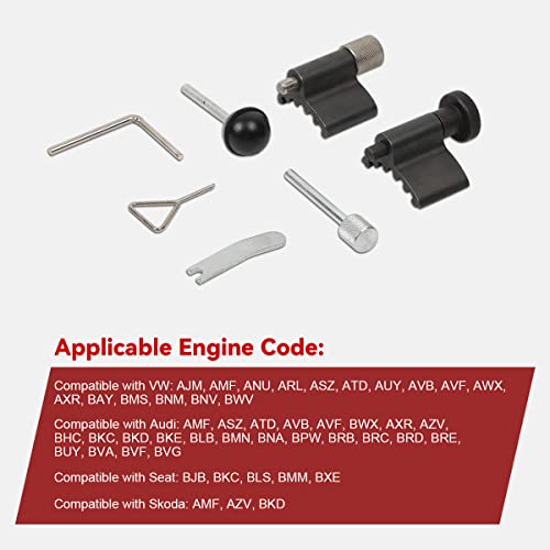 Engine Timing Tools Kit Diesel Engine Camshaft Alignment Tool Compatible for VW Audi SEAT Skoda 1.9L 2.0L TDI PD DOHC Engine High-Precision Crankshaft Locking Tool Timing Belt Tensioner Tool
