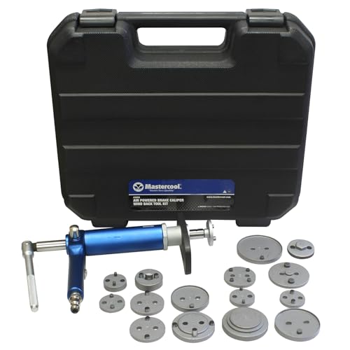 Mastercool 43050 Air-Powered Brake Caliper Wind-Back Tool Kit – 15-Piece Adapter Set, Left/Right Hand Operation, 3/8” Drive, Magnetic Base - style: Complete Kit – Tool + 15 Adapters + Case