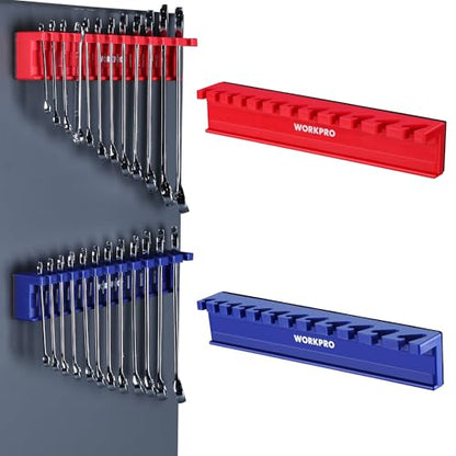WORKPRO 2-Piece Magnetic Wrench Organizer, 24 Slots Wrench Holder | Fits SAE (5/16" to 3/4") and Metric (9 mm to 20 mm), Premium Quality Wrench Rack Set to Keep Wrenches Organized - style: Wall mount wrench organizer(2PC)