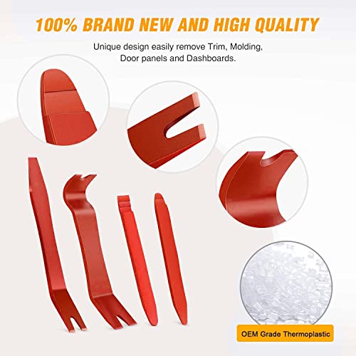 GOOACC 5 PCS Nylon Auto Trim Removal Tool Kit No-Scratch Removal Tool Kit for Car Panel & Audio Dashboard Dismantle Red - color: Red, size: 5Pcs