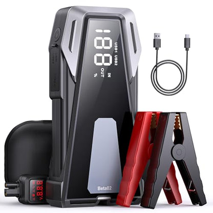 Portable Car Battery Jump Starter 6000A 21800mAh, Car Battery Jumper Starter Portable Jumper Cables for car(8.5L Gas/8.0L Diesel),Jump Box with USB Quick Charge, Lights, Compact