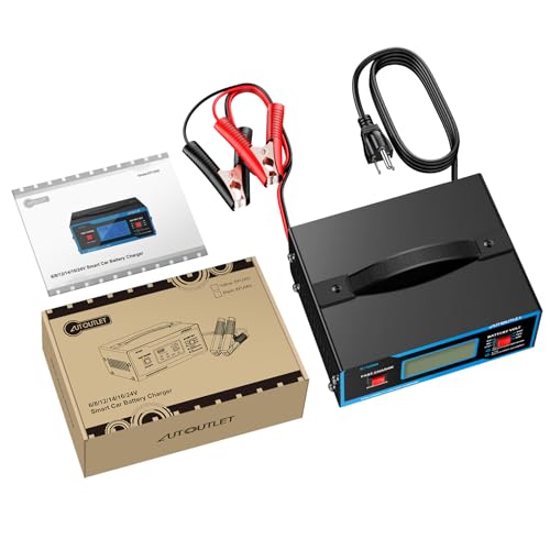 AUTOUTLET Upgraded 8 Volt Battery Charger for Golf Cart Automotive Battery Charger and Maintainer 0-14A with Cable Clamps for 6/8/12/14/16/24V Lead-Acid Batteries - color: Blue