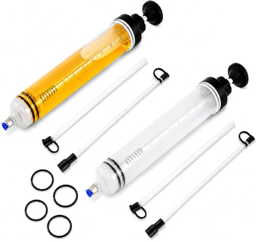 2Pc 500CC Fluid Extractor Syringe for Oil, Brake Fluid & Gasoline Transfer | Large-Capacity Syringe For Quick Oil, Fuel, Brake Fluid And Power Steering Fluid Extraction,Scale Markings - size: 2PC 500ml Oil Suction Syringe