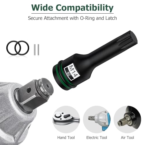 10-Piece S2 Impact XZN Triple Square Bit Socket Set, 1/2 Drive, M5-M18 | Made With S2 Steel and Crmo Drive Sockets, Includes M5-M18 Sizes, Locking Pins and O-Rings for Impact Wrench Use - size: XZN