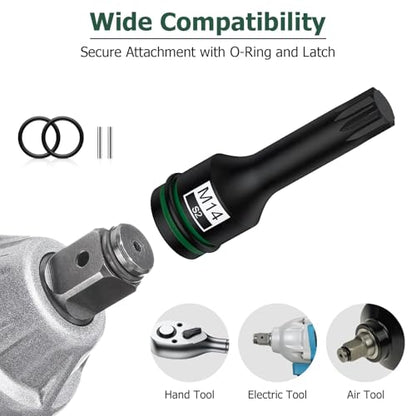 10-Piece S2 Impact XZN Triple Square Bit Socket Set, 1/2 Drive, M5-M18 | Made With S2 Steel and Crmo Drive Sockets, Includes M5-M18 Sizes, Locking Pins and O-Rings for Impact Wrench Use - size: XZN