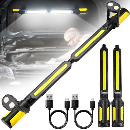 SYLSTAR Work Light for Mechanic, 2400LM LED, 4400mAh Rechargeable, Magnetic, Underhood Work Light with Hooks for Car Repairing, Job site, Garage, Workshop, Emergency(Yellow) - color: Yellow