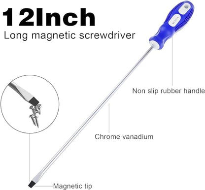 12-inch long Screwdriver Magnetic Tip Cross Head Flat Head NO.2 Screwdriver 2pack
