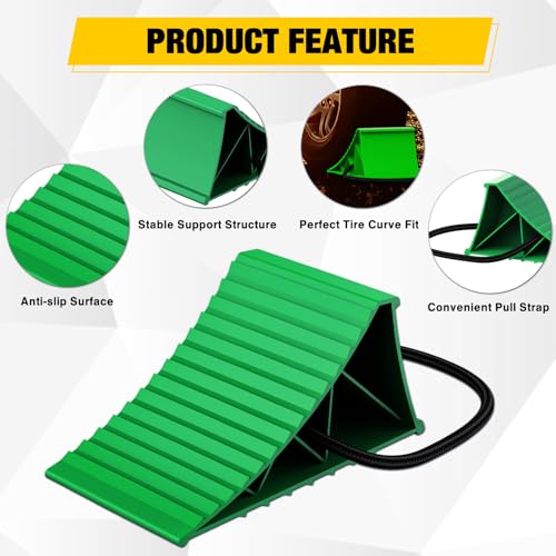 Nilight Wheel Chocks, Heavy Duty Wheel Stopper for Car, Truck, RV, Trailer, Caravan, Motorcycle, 8.7" x 4.8" x 4.2", 2-Pack(Green) - color: Green