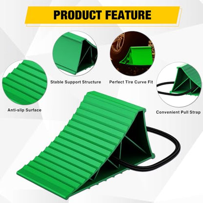 Nilight Wheel Chocks, Heavy Duty Wheel Stopper for Car, Truck, RV, Trailer, Caravan, Motorcycle, 8.7" x 4.8" x 4.2", 2-Pack(Green) - color: Green