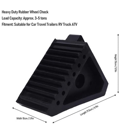 Alomejor Heavy Duty Rubber Wheel Chock Rubber Wheel Stopper 6.9 X 3.9 X 5.9in Anti Slip Weather Proof 3 to 5 Ton Tire Block for Car Trailer RV Truck ATV Parking