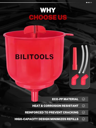 BILITOOLS Coolant Funnel Kit, Automotive Radiator Coolant Filling Tool | No-Spill Radiator Cooling System Bleeding Burping Tool Kit with Vent Tube