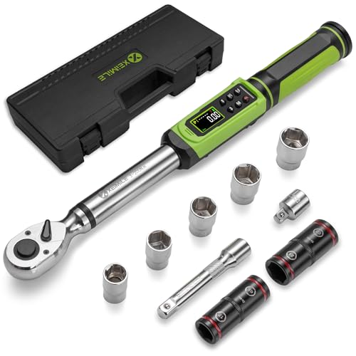 1/2" Digital Torque Wrench-2-147.5Ft.Lb for Car Motorcycle Repair | Electric Torque Wrench 1/2 Drive(3-200N.m), Vibration Buzzer LED Indicator,±2% Accuracy Five Units for Bike Tire Auto Repair - style: 1/2" 2.2-147.5Ft.Lb Set