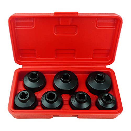 7-Piece Oil Filter Socket Set Includes 24mm,27mm,29mm,30mm,32mm,36mm,38mm. Cap Wrench Tool Kit Compatible with Mercedes Benz, VW, BMW and so on - color: Black Aluminium