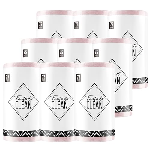Fantasticlean Microfiber Cleaning Cloth Rolls- 675 Sheets (9 Rolls of Pink) | 12'' by 12'', Super Absorbent, Lint-free, Tear-away Microfiber Towel Roll, for All-Purpose Cleaning - color: Pink, size: 675 pack