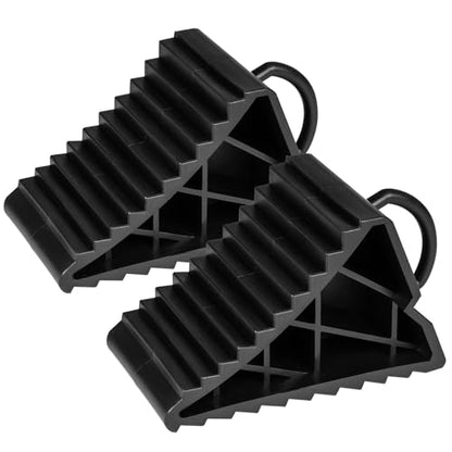 Taifa Wheel Chocks for Travel Trailers, RV Wheel Stoppers Tire Chock with Portable Handle for Camper Cars Trucks etc., Black, 2Packs - color: 461-2 packs