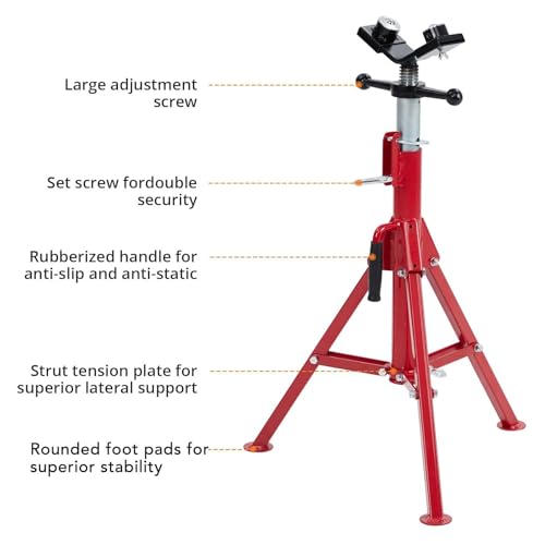 Heavy-Duty Pipe Stand, Adjustable Height 28-52 Inches,Folding Pipe Jack Stand with 2-Ball Transfer V-Head,2500 Lbs Load Capacity,Ideal for Construction Projects,Welding and Automotive. - size: 2-Balls