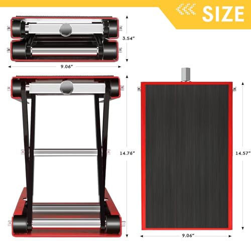 Motorcycle Lift Jack 1100 lbs Scissor Jack Stand | Adjustable Height 3.25"-13.25", Heavy Duty Steel, For Dirt Bikes, ATVs, Scooters, Garage Maintenance
