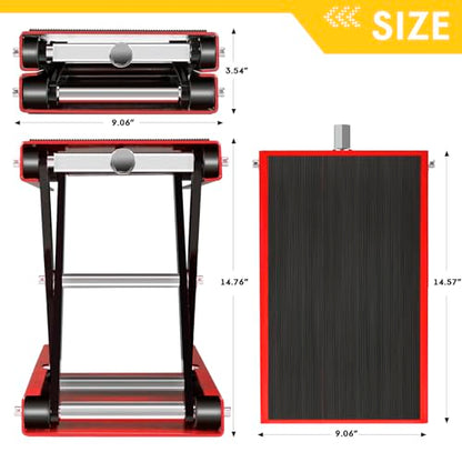 Motorcycle Lift Jack 1100 lbs Scissor Jack Stand | Adjustable Height 3.25"-13.25", Heavy Duty Steel, For Dirt Bikes, ATVs, Scooters, Garage Maintenance